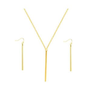 Gold Bar Earrings Necklace set
