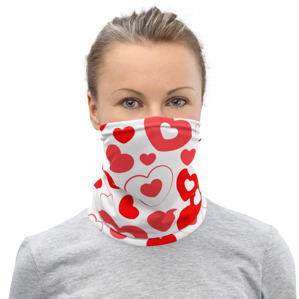Red Hearts Face Covering